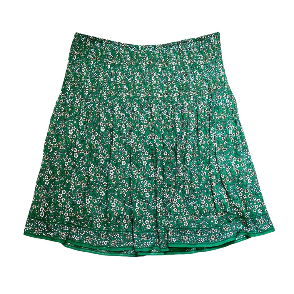Max Studios Green Floral Smocked Skirt Size Large